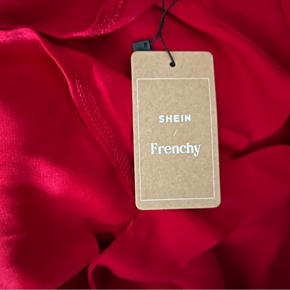 SHEIN red a-line dress with tie back of neck, size 1X, new with tags - Picture 2 of 15